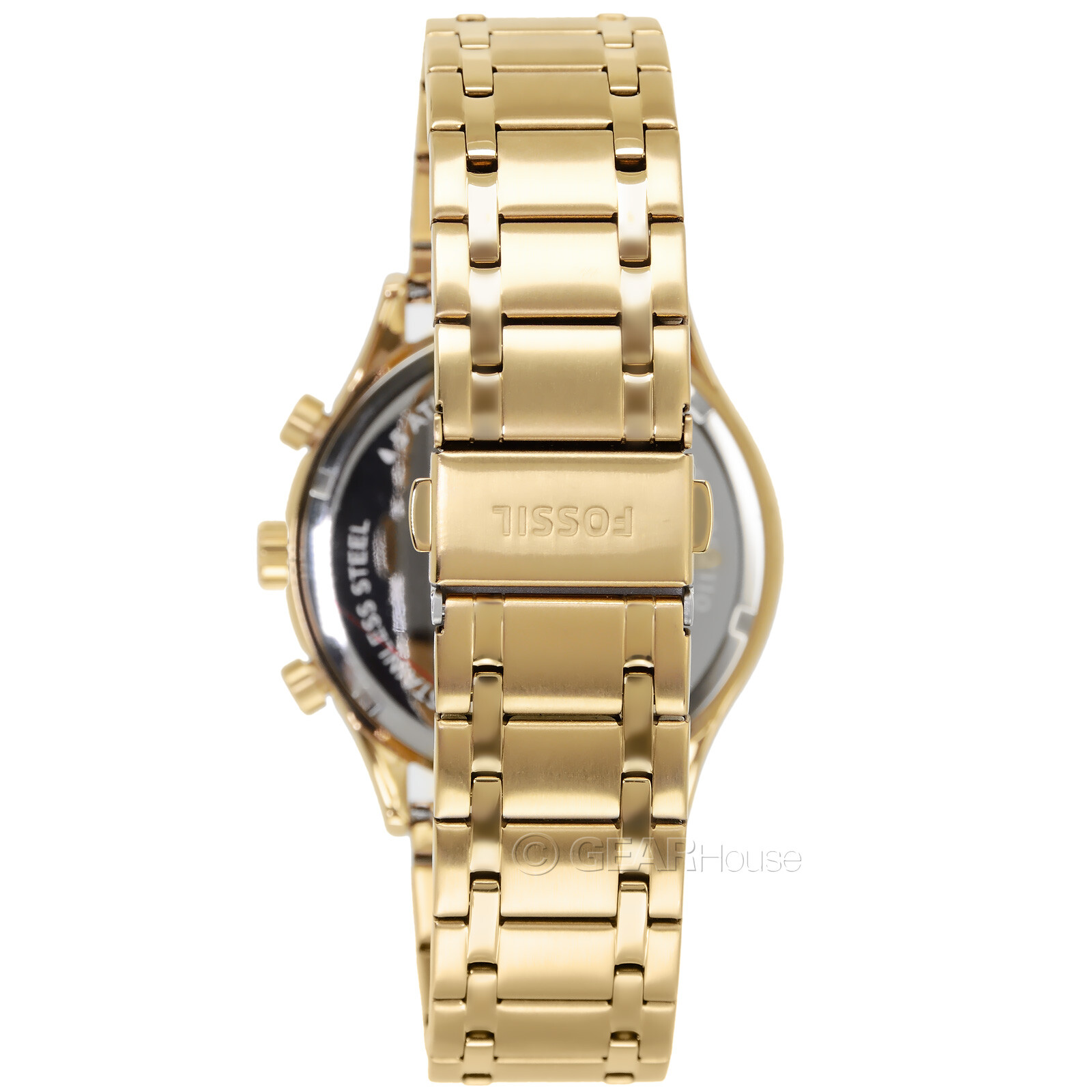 FOSSIL Fenmore Mens Gold Multifunction Watch, Black Dial Date, Stainless Steel