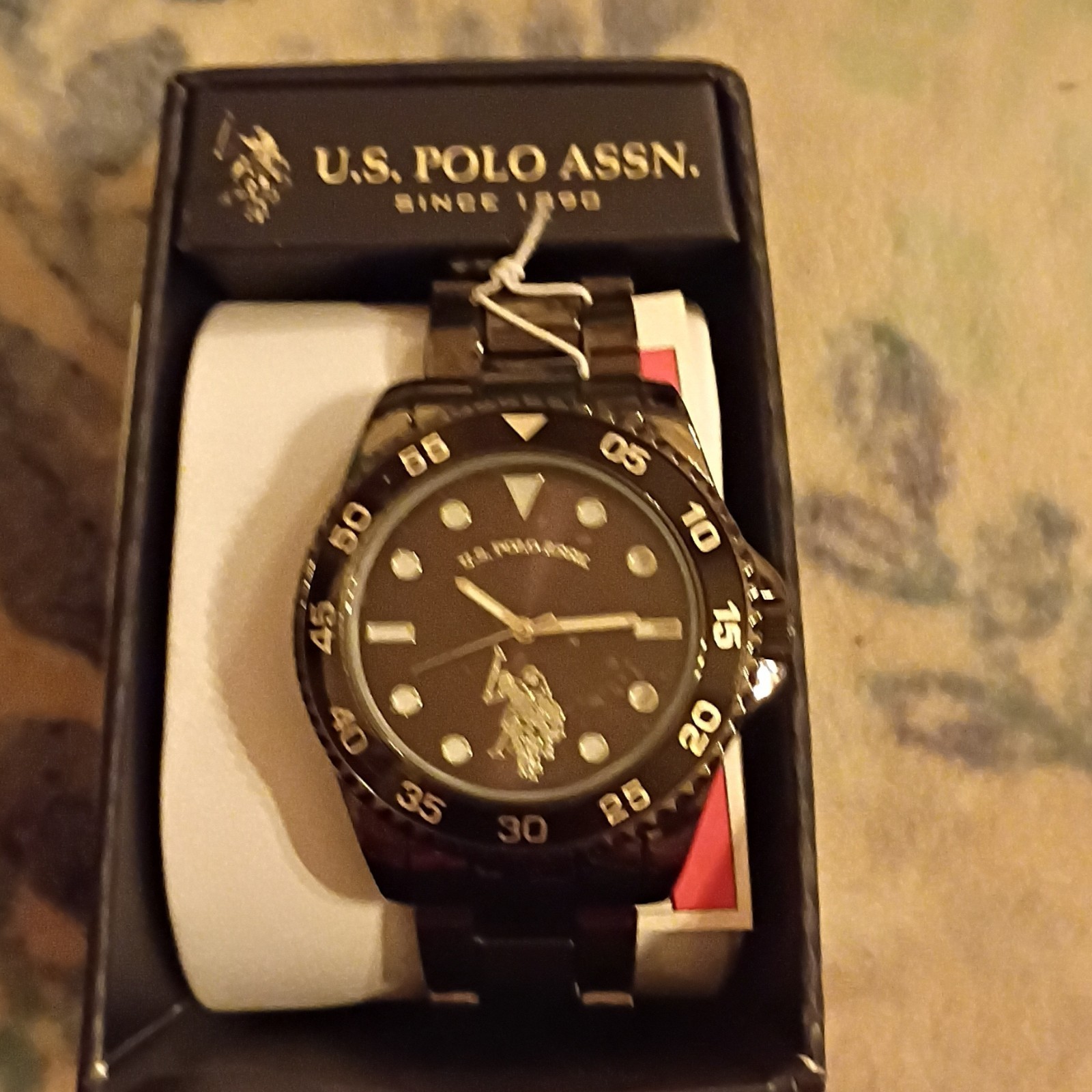 U.S. Polo Assn. Men’s Analog Quartz Watch Black Dial/Bracelet 44mm Box