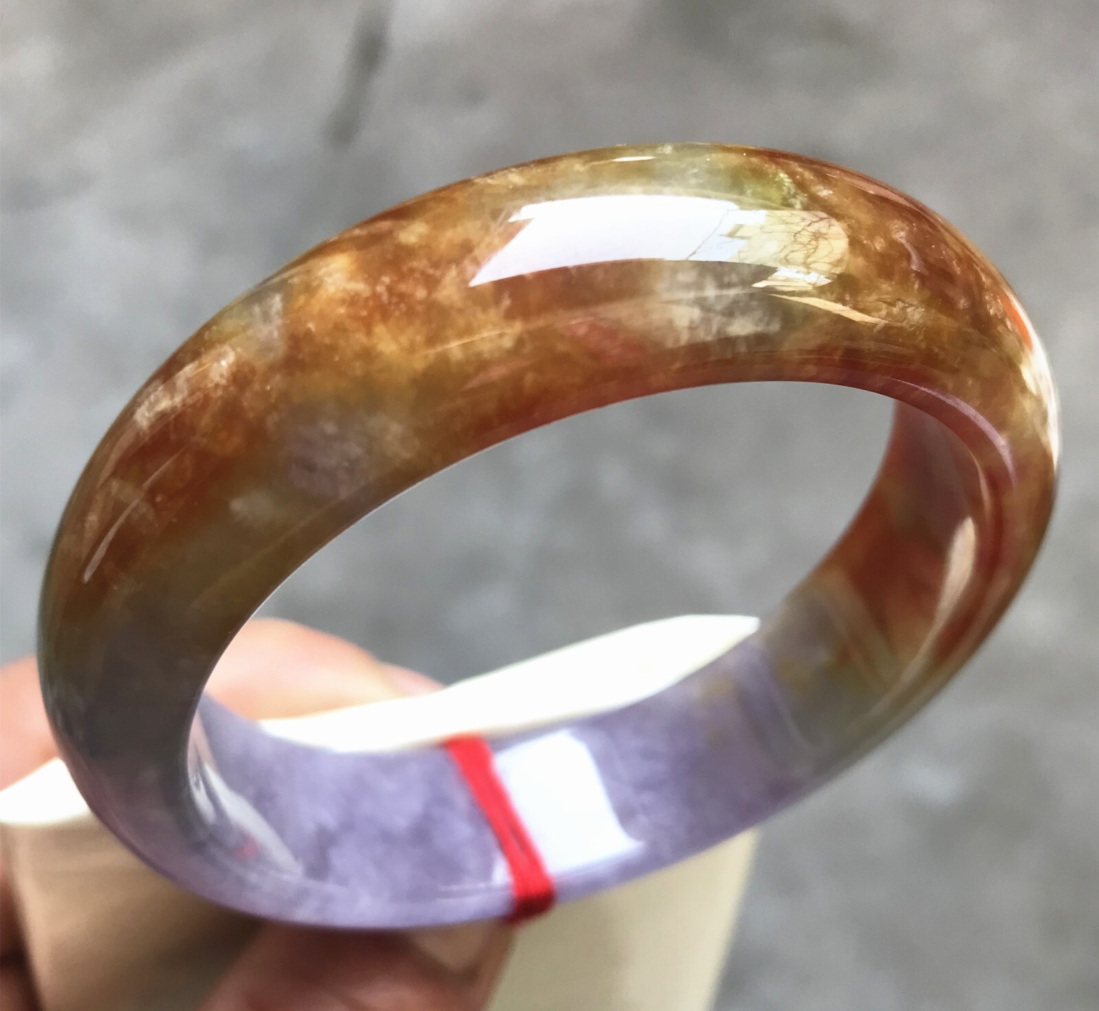 58.3mm Natural Ice Red Lavender Jadeite Jade Bracelet Burma Jade Bangle