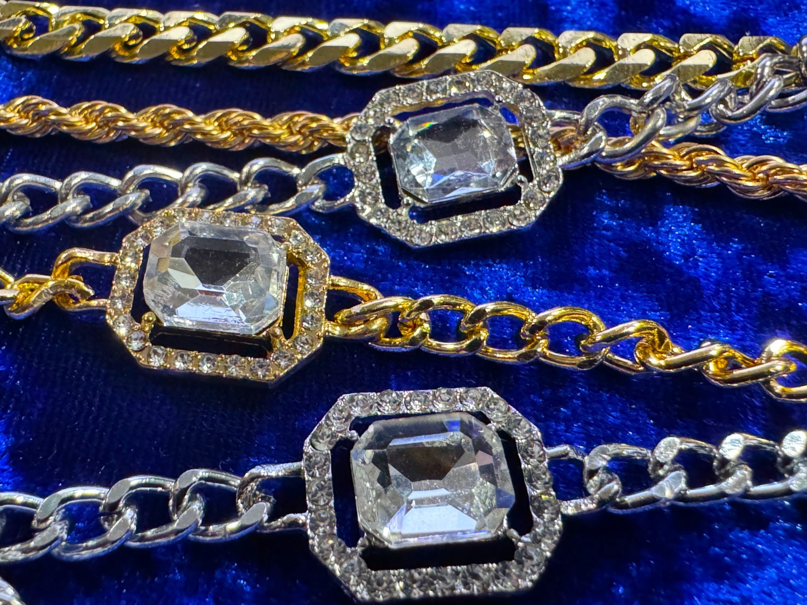 Bracelets Cubic Zirconia Gold Silver Plated White Colorless Stones Rope Cuban +