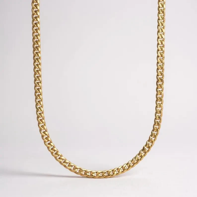 18k Gold Plated 925 Sterling Silver Cuban Curb Chain Necklace Heavy Version