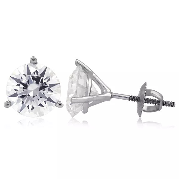 Stud Earrings Solid 14K White Gold Classic 1.64 CT Round Natural Diamond F VS2