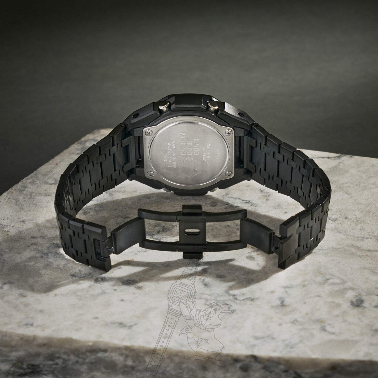 Casio GA-2100 G-Shock Watch – Black Metal Case Mod – Black Dial