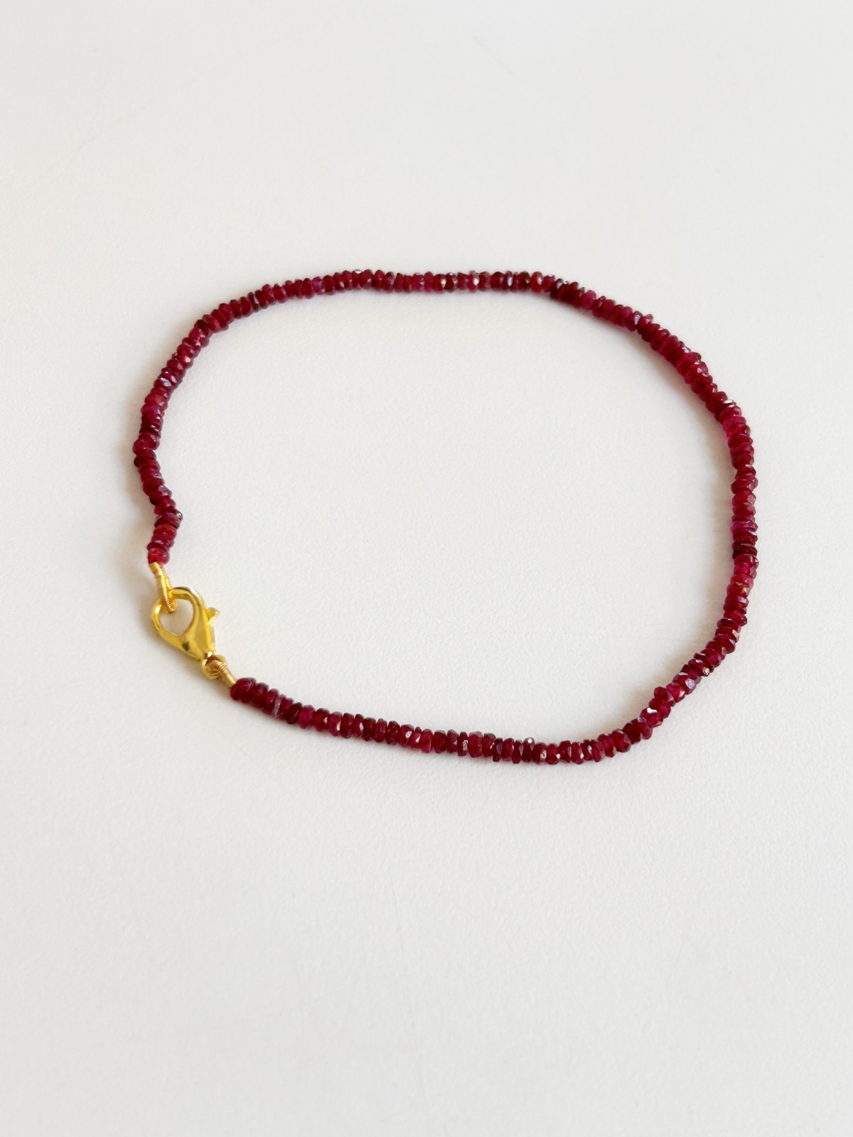 Natural Ruby Hand Bracelet 3 – 3.50 mm Faceted Beads Rondelles Deep Red Ruby