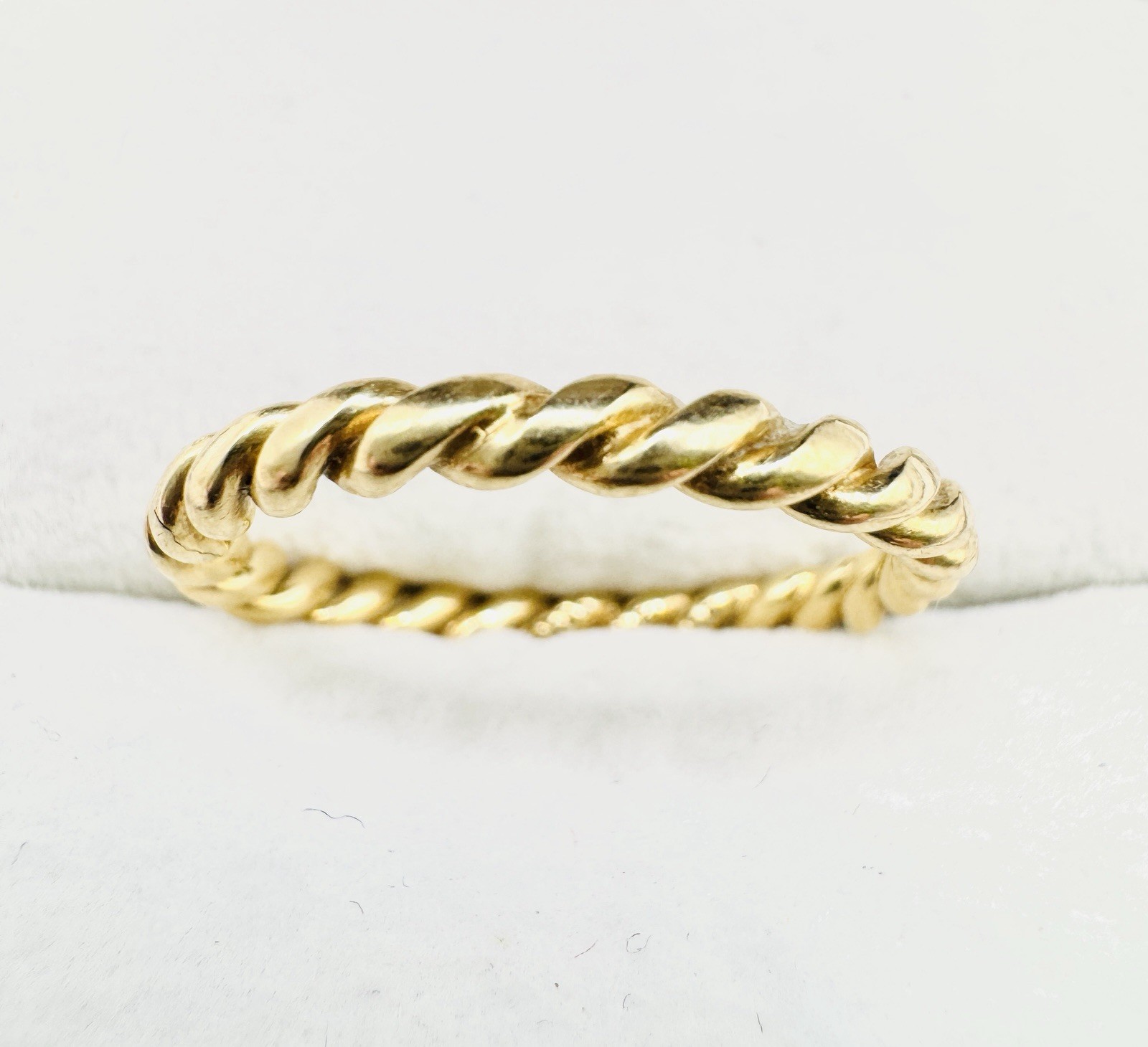 Authentic Pandora 14K Yellow Gold Twisted Rope Band Ring 585 ALE Size 7.5, 2.8g