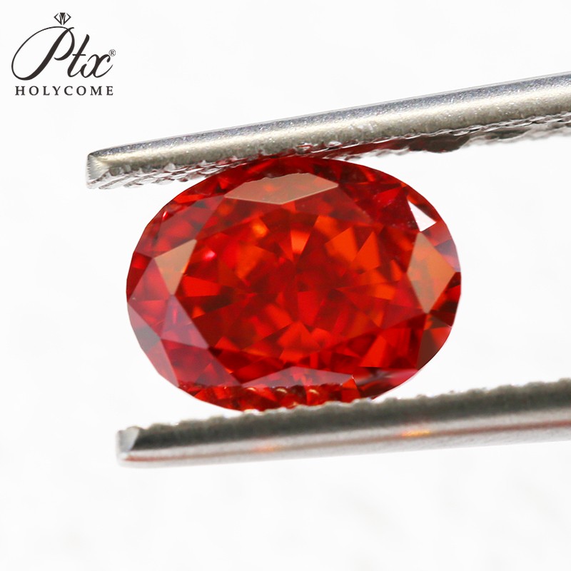 Red Oval Crushed Ice Cut Multiple Color Options 5ACubic Zirconia 5pcs Wholesale