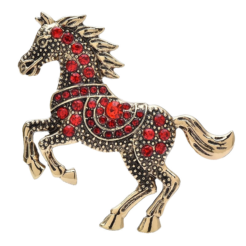 3pcs Crystal Horse Brooch Pin Set Gold Silver Black Equestrian Animal Jewelry