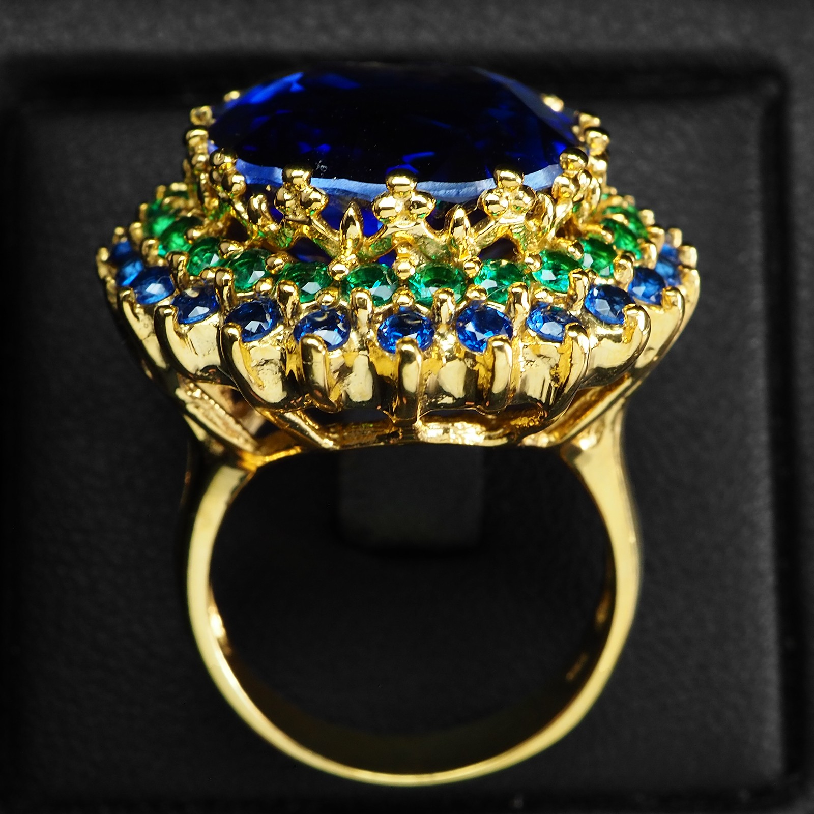 TIMELESS HALO RINGS – ROYAL BLUE TANZANITE OVAL 26.55CT 925 STERLING SILVER GIFT