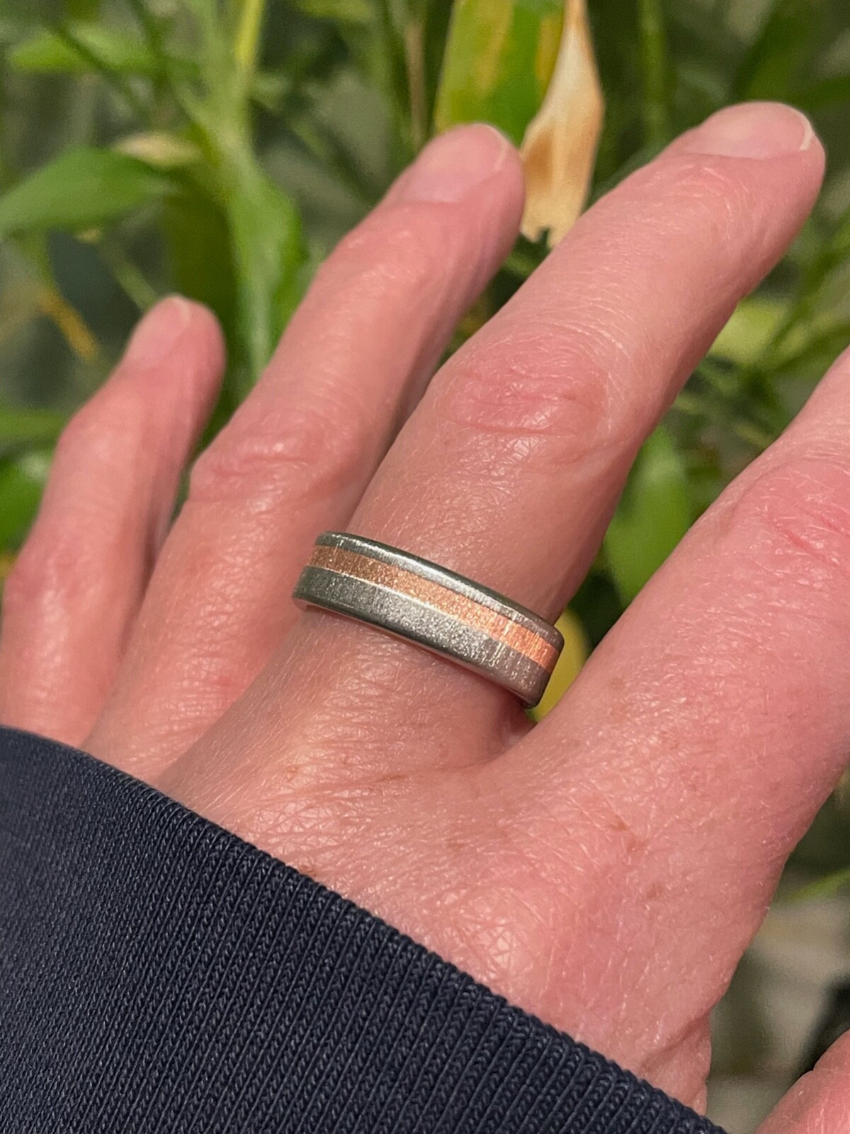 6mm Wide, Copper and Titanium Unique Ring Style, Frosted Finish
