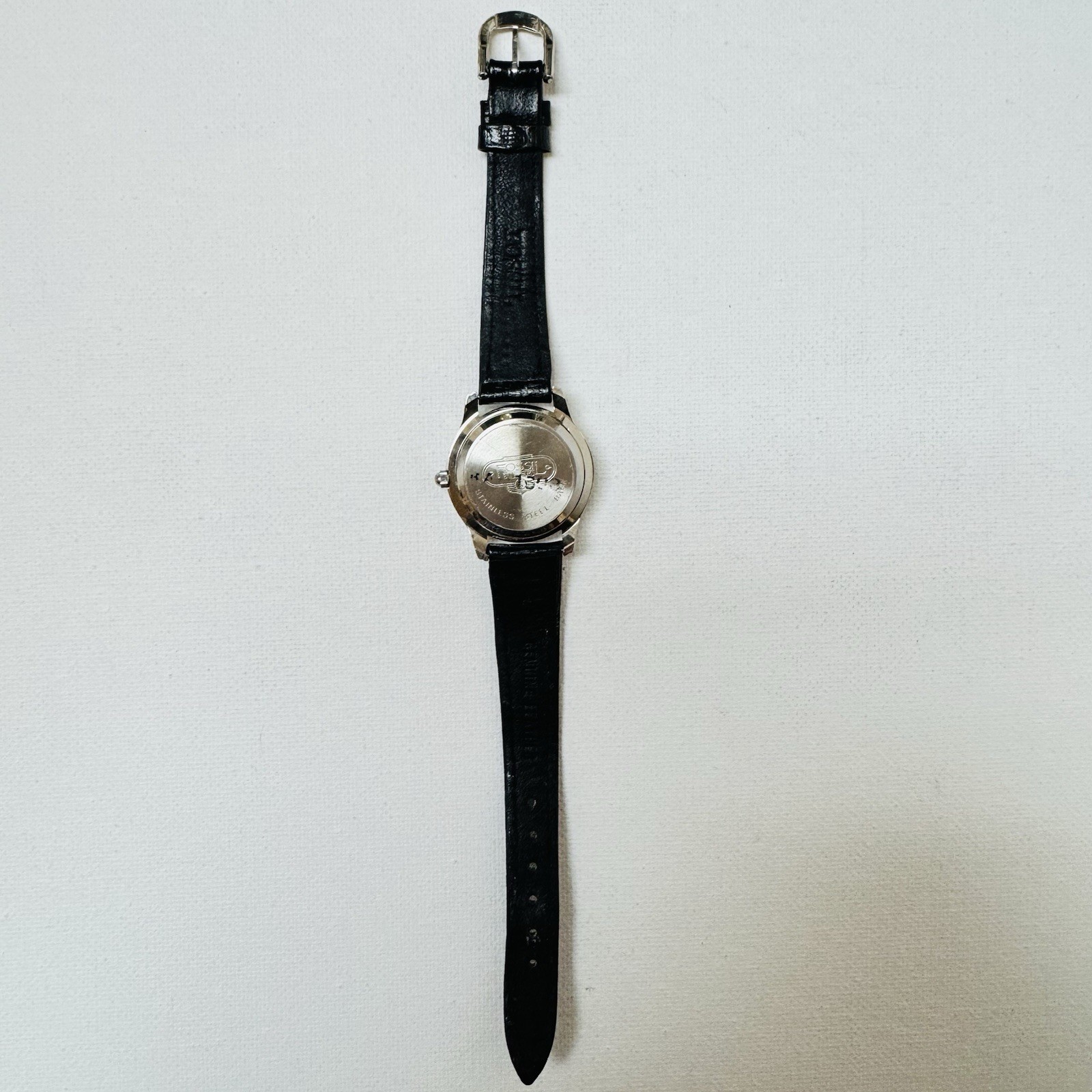 Rare Vintage Fossil Palermo Retro Age Women’s Watch Silver Black Dial Leather