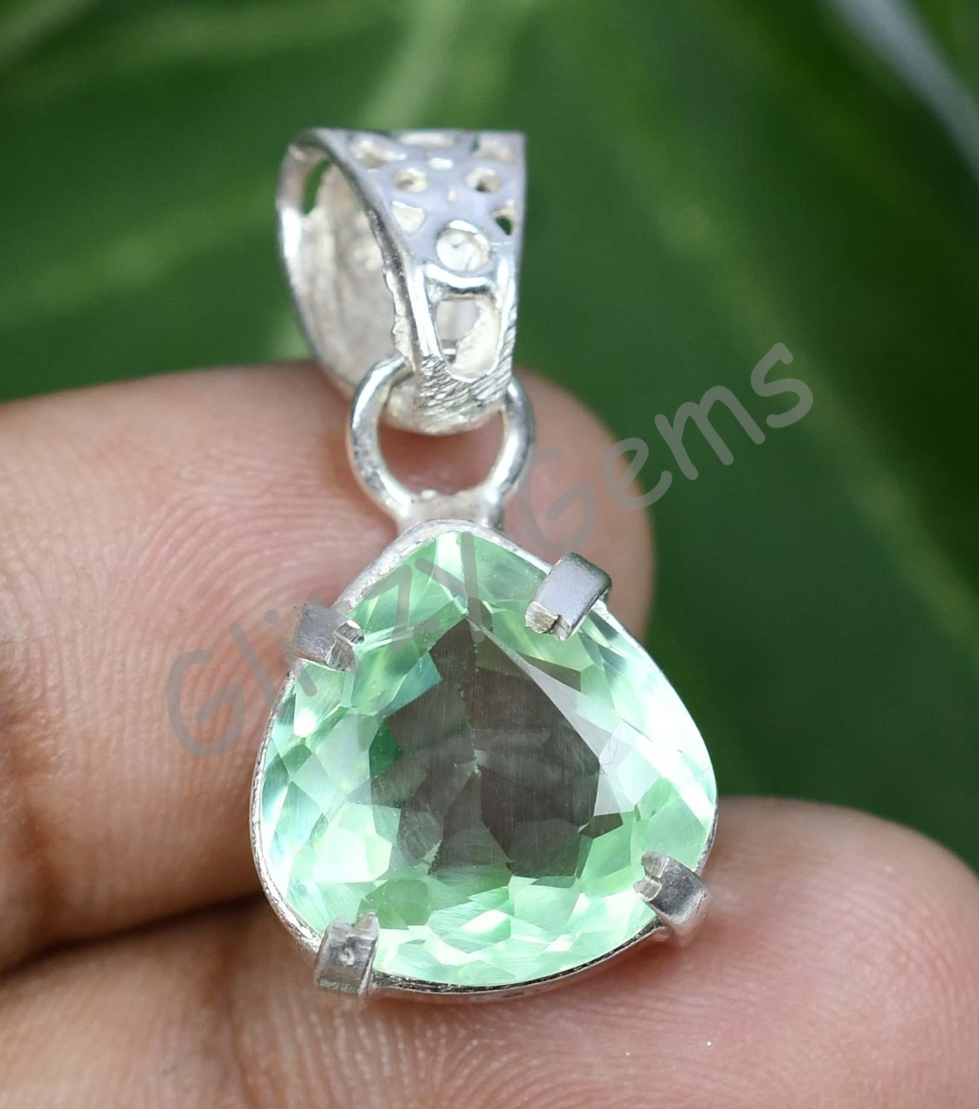 20.00 Ct Natural Green Sapphire Pear 925 Sterling Silver Pendant Certified