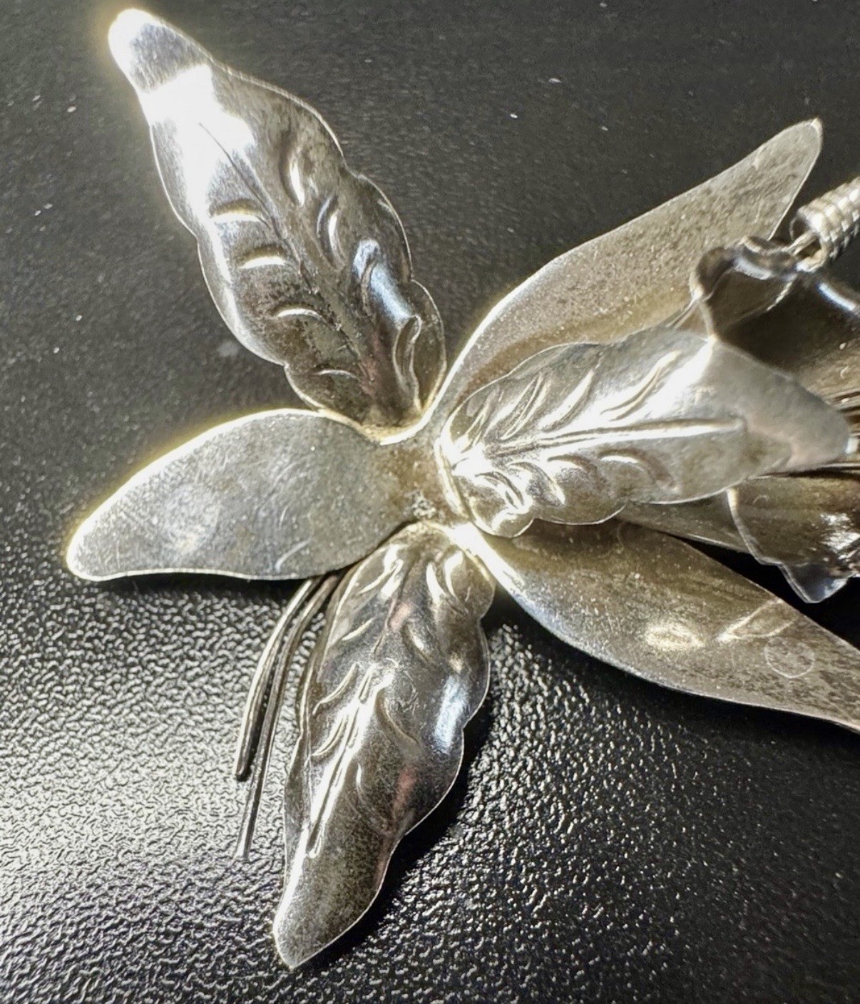 Taxco Mexico Signed Sterling Silver 925 Orchid Flower Brooch Pin 6.5g