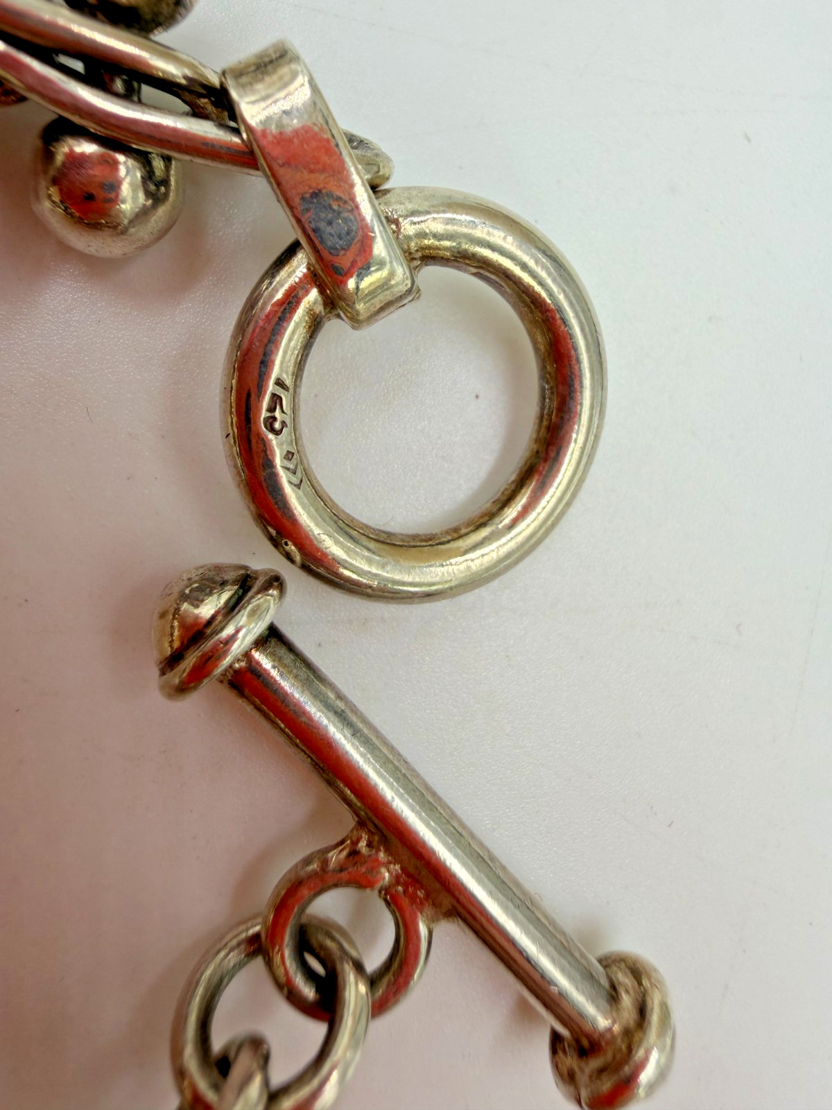 Sterling Silver Bracelet Silpada Heavy DNA Bead Ball Chain Link Modernist 66g