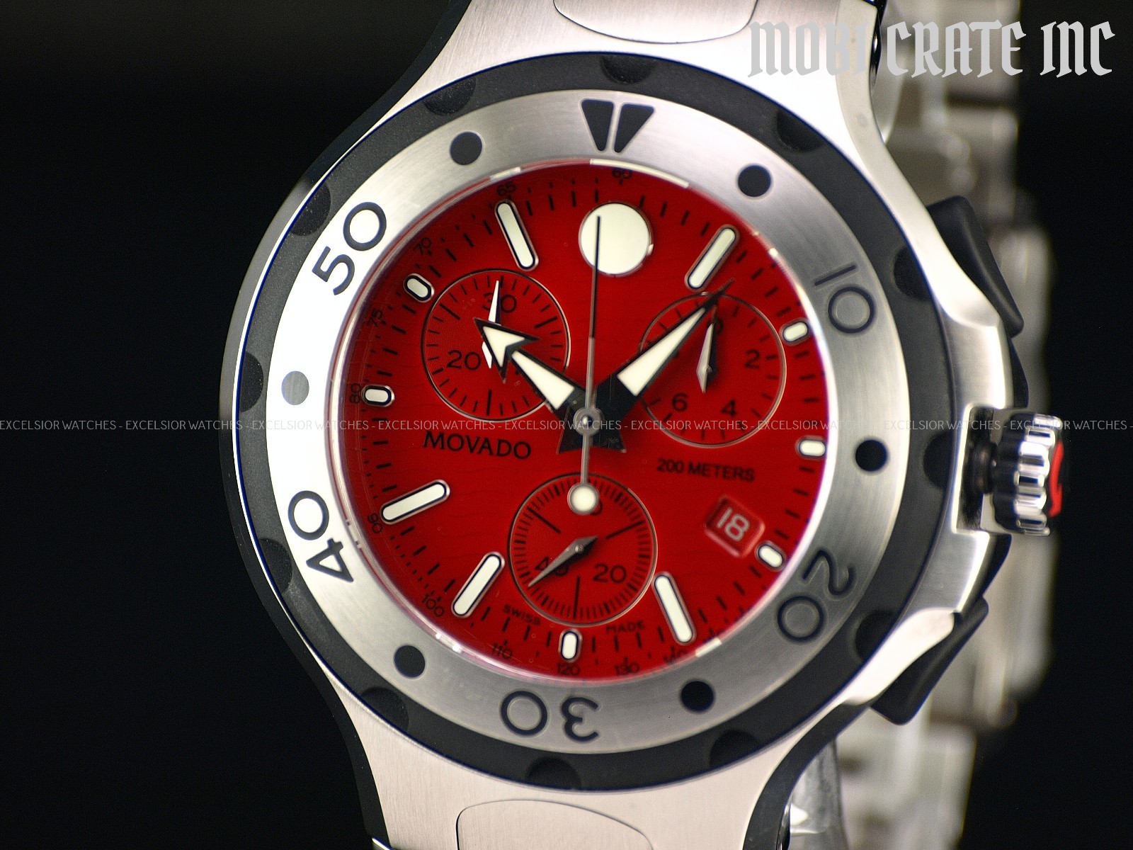 Swiss Movado Series 800 Chronograph Red Dial Model Men’s Watch