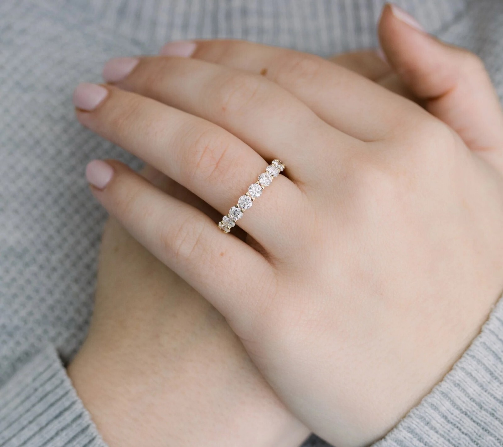 2.70 MM Round Cut Moissanite Full Eternity Matching Wedding Band, Women Band