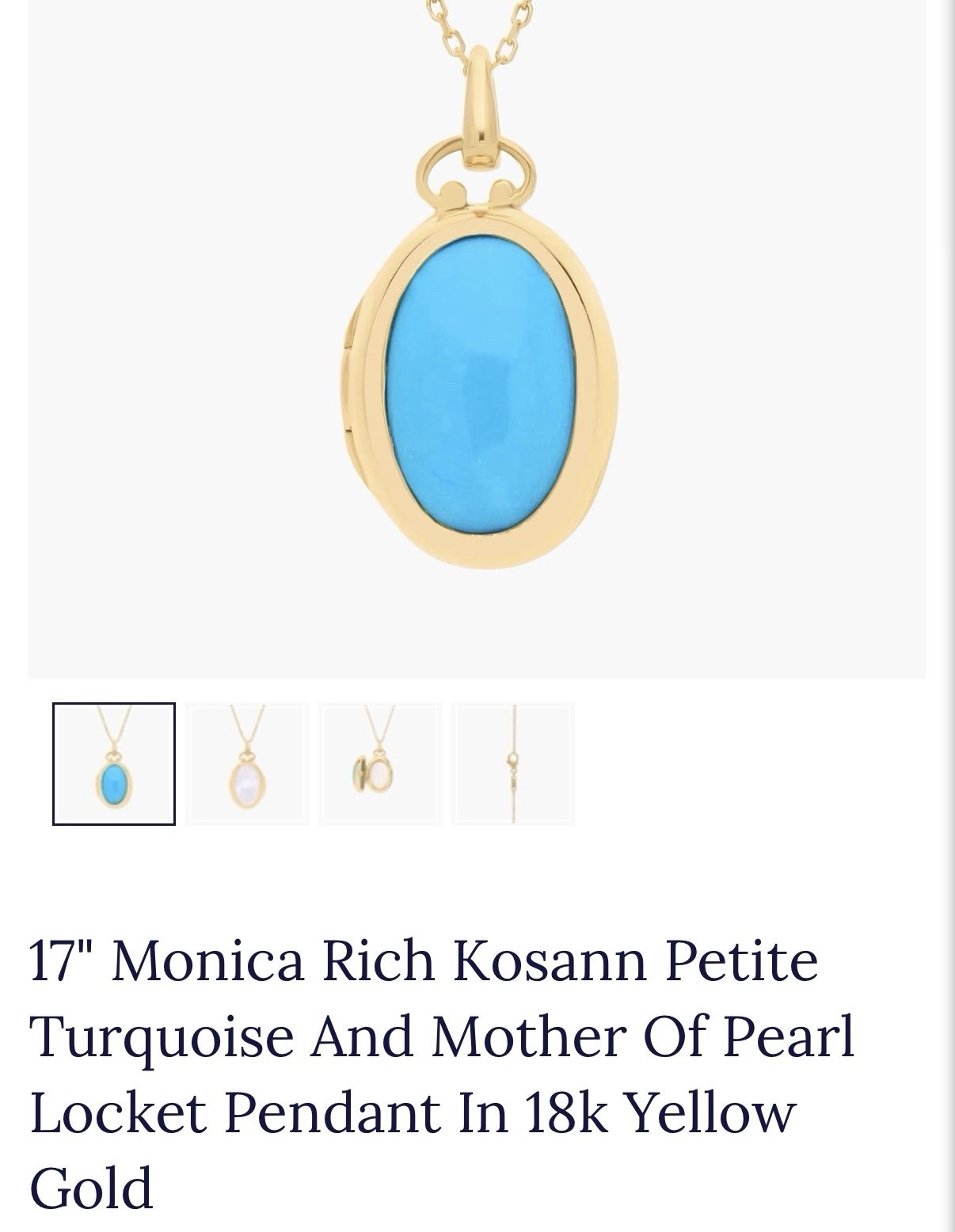 Monica Rich Kosann 17in Locket in Turquoise and mother of pearl 18k YG