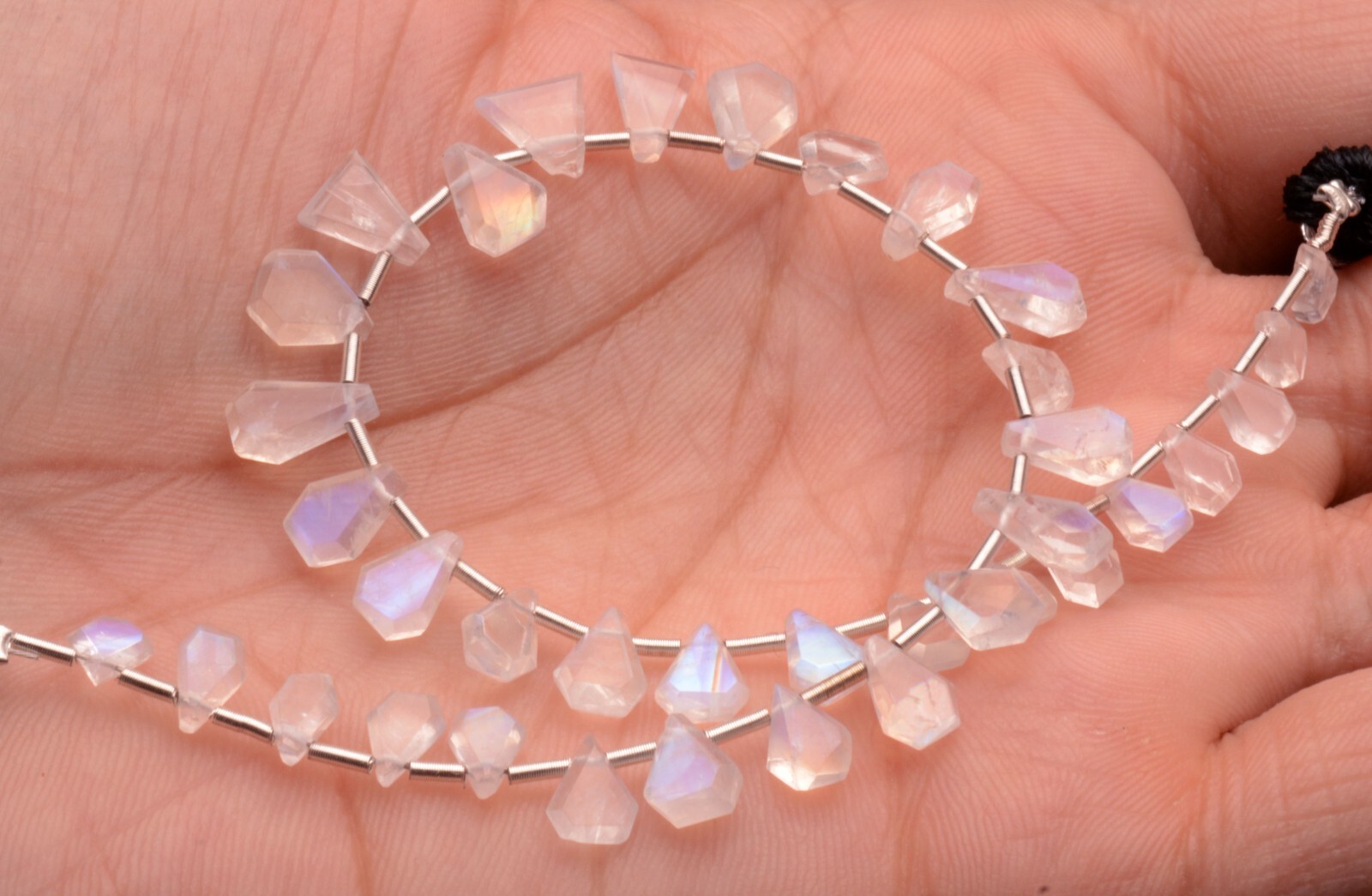 Blue Fire Rainbow Moonstone 5 to 8 mm Size Jewelry Making Beads 9″ Strand