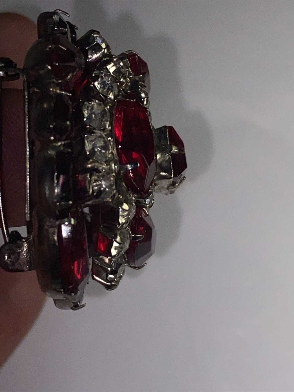 Brooch Pin Huge Open Back Crystals 2.75” Long Vintage Beauty