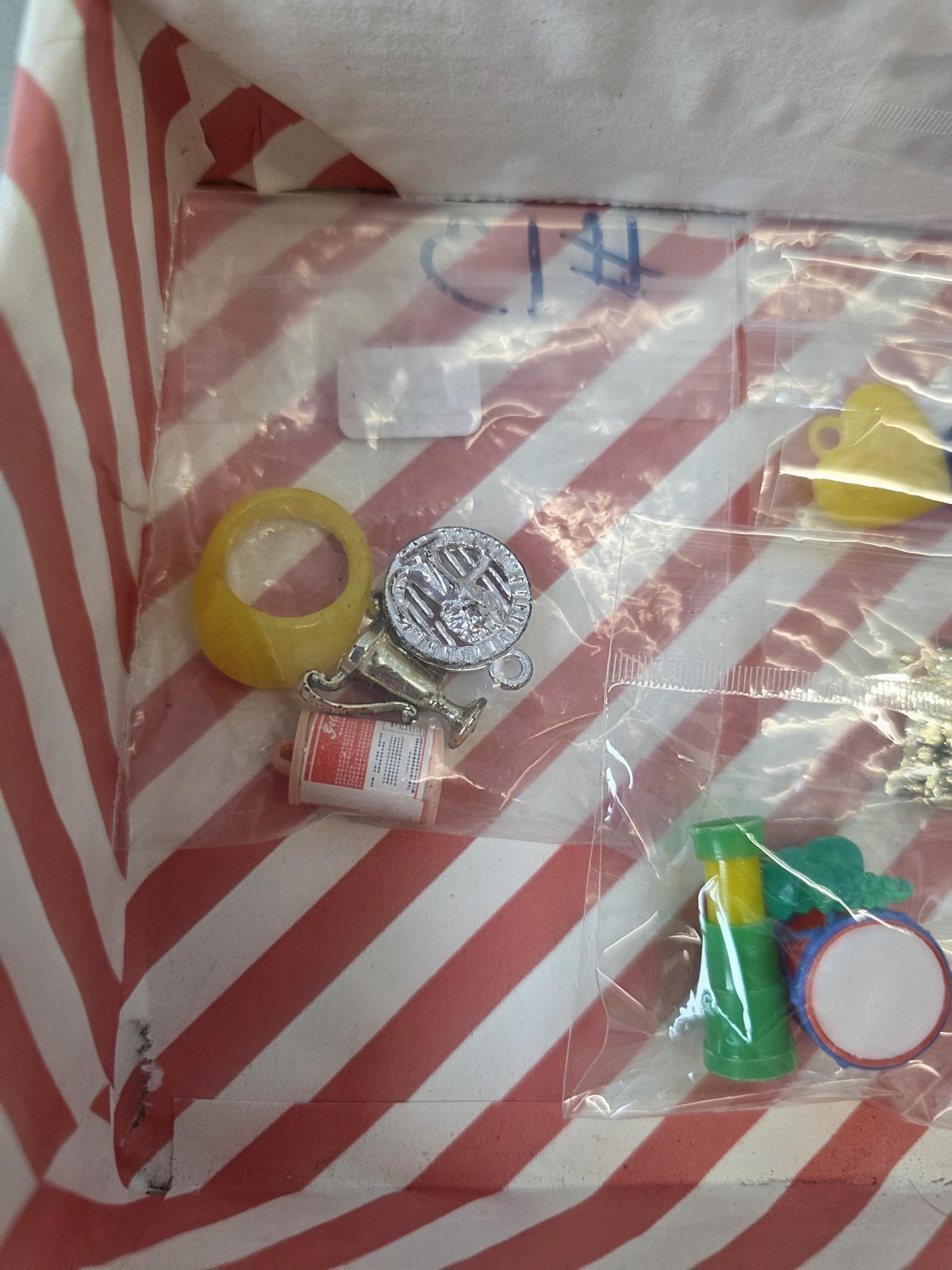 Vintage Cracker Jack Prize Charm Jewelry Lot Plastic Metal Charms Earrings Boxed