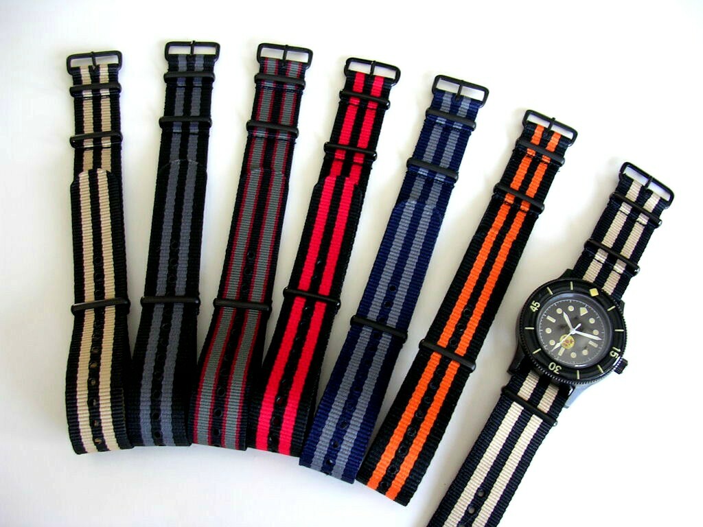 24mm Green NATO G10 PVD Premium Nylon watch band strap RAF IW SUISSE 18 19 20 22
