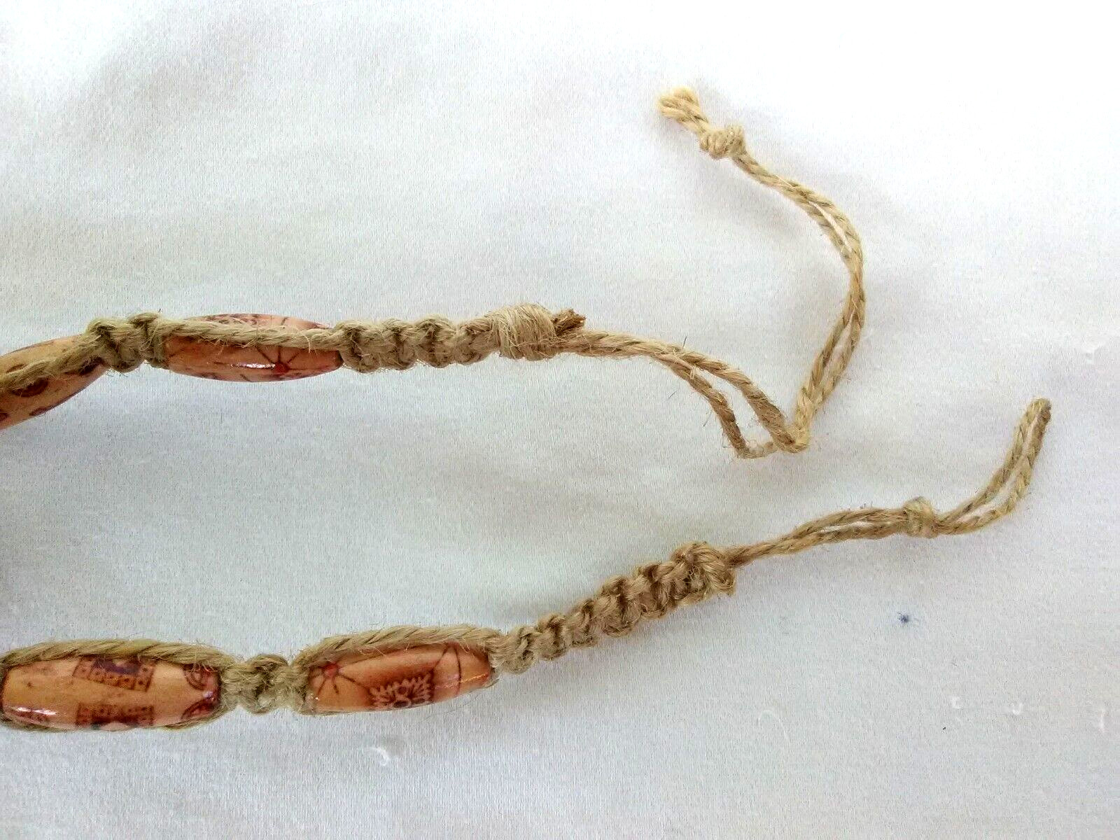 Anklet Natural Macrame Beads Hemp Adj Unisex 10-13″ Eco Friendly US Seller New