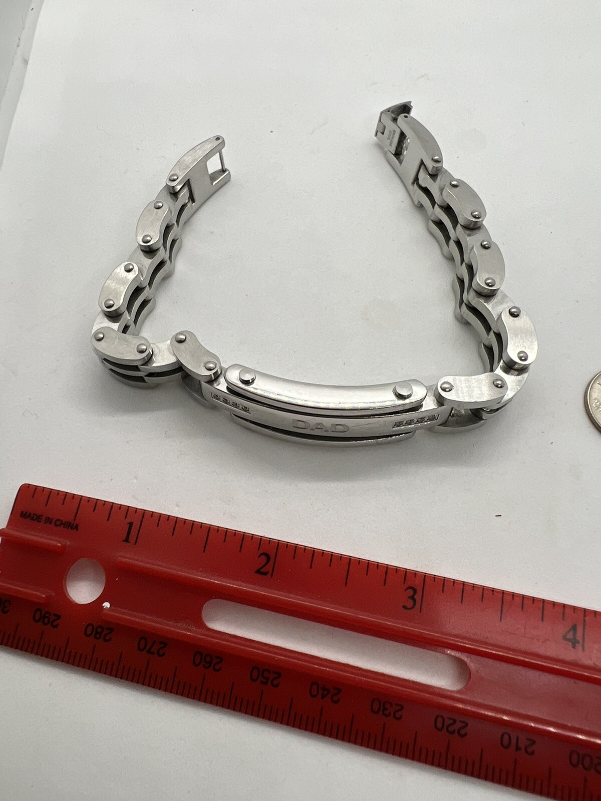 Stainless Steel Dad Bracelet With Diamonds