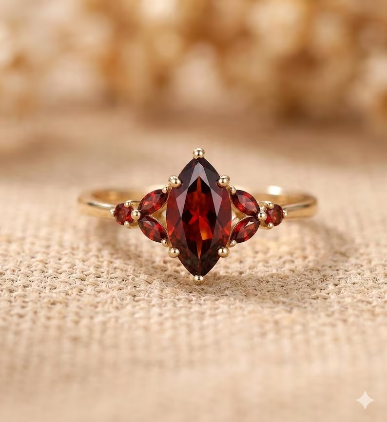 Lab Created Red Ruby Ring, Base Metal: Brass Finish: Gold Plated