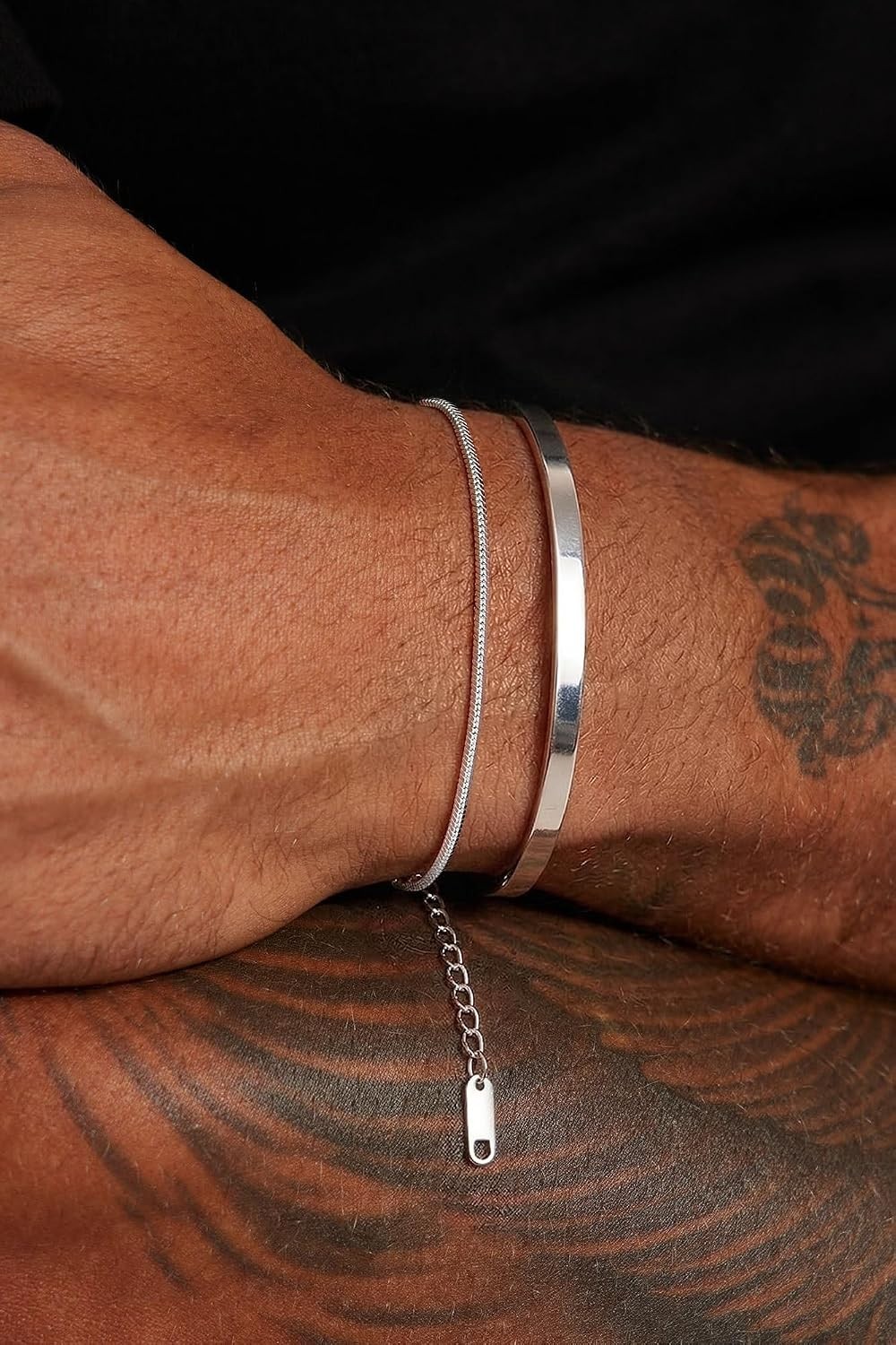 Stylish Silver Snake Chain Bracelet Set for Men – Comfortable Everyday Use