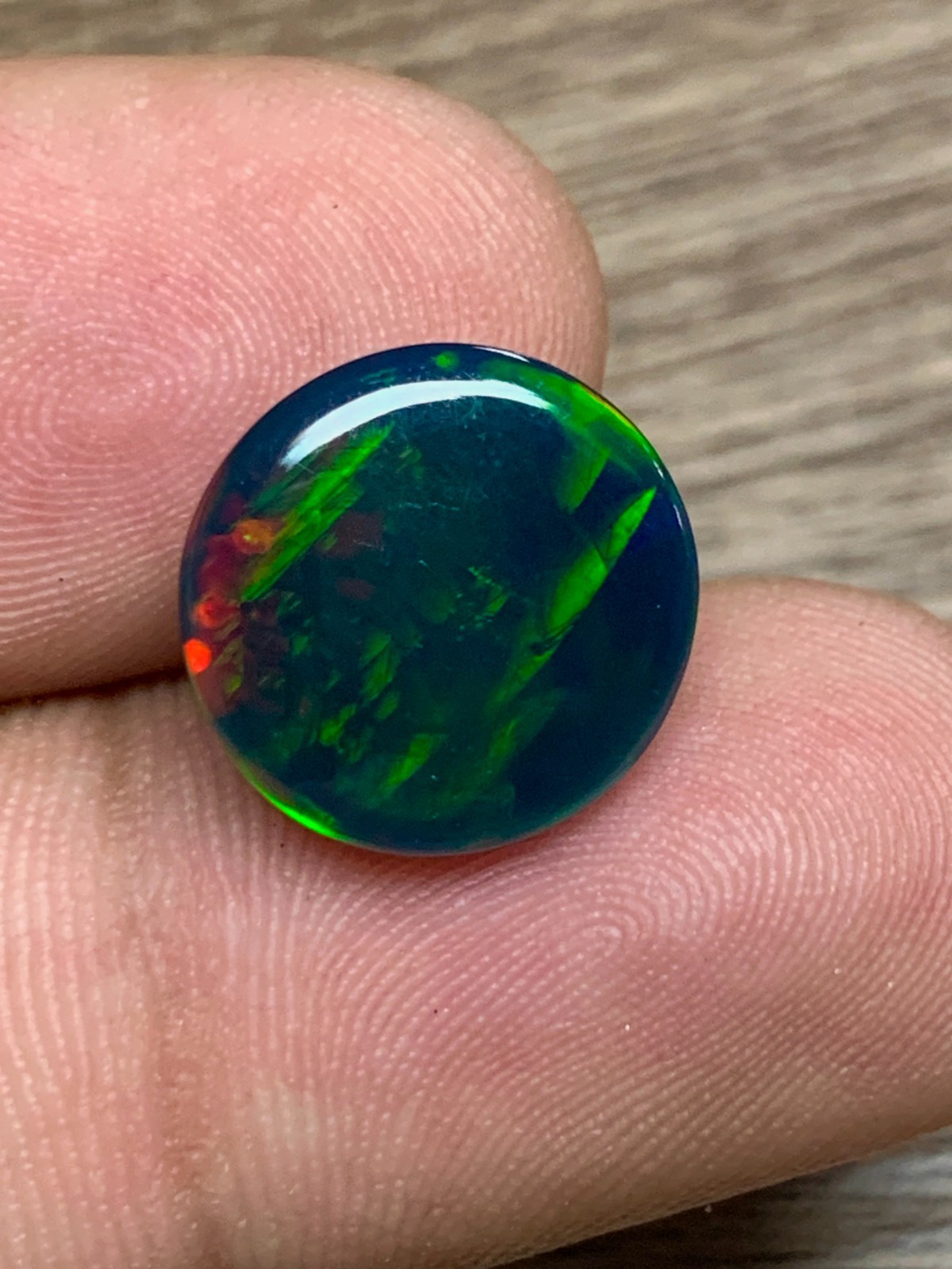 Ethiopian Black Opal Gemstone 4.65crt Round Cabochon Honeycomb Welo Loose Stone