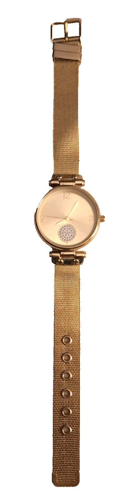Accutime Watch Corp Women’s Gold Toned Watch Mesh Band New Battery Works