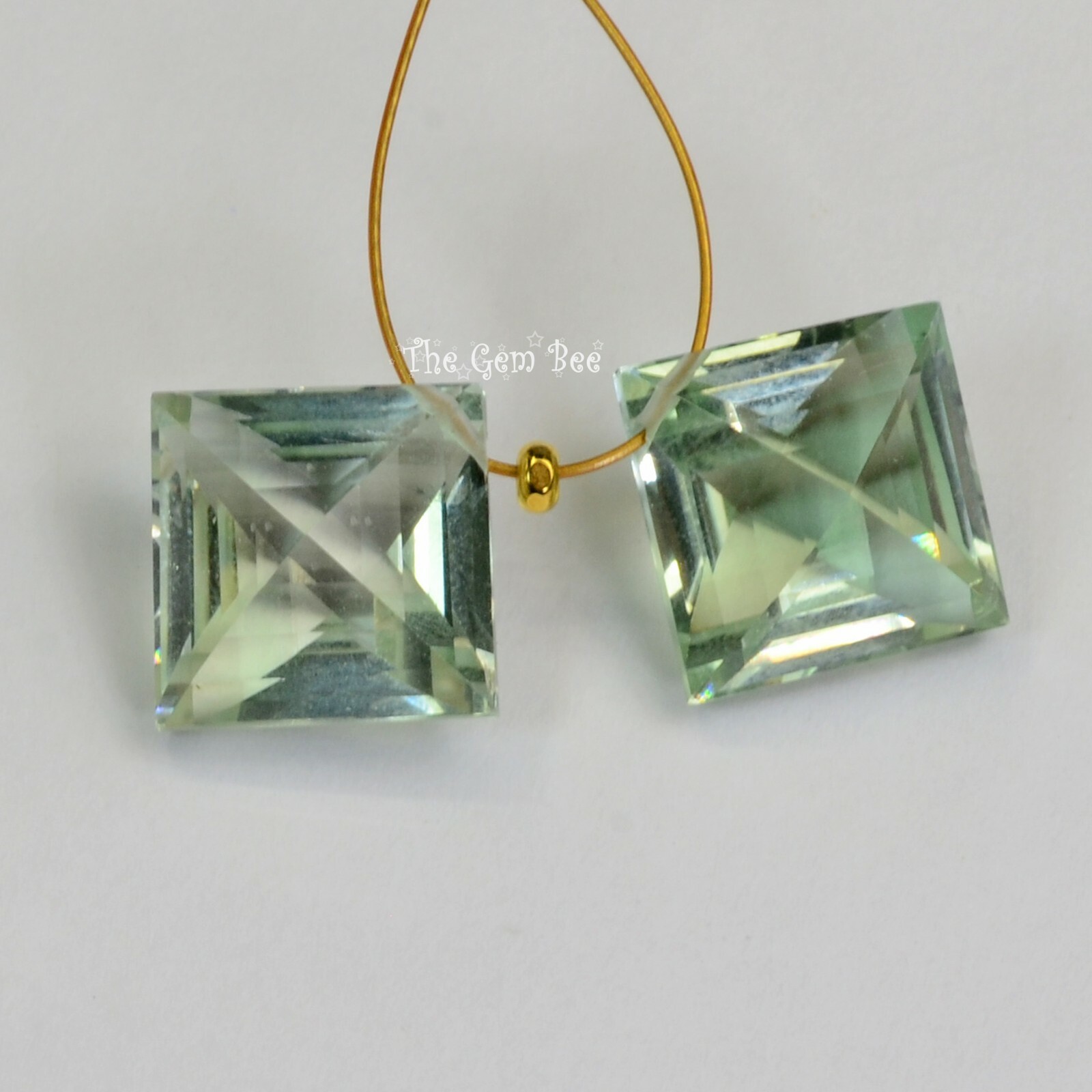 10.3MM Green Amethyst Prasiolite Faceted Kite Briolette Bead PAIR