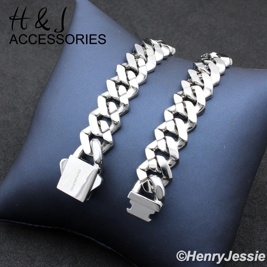 16″-40″MEN Stainless Steel Full Icy Bling CZ 12mm Miami Cuban Curb Necklace*N171