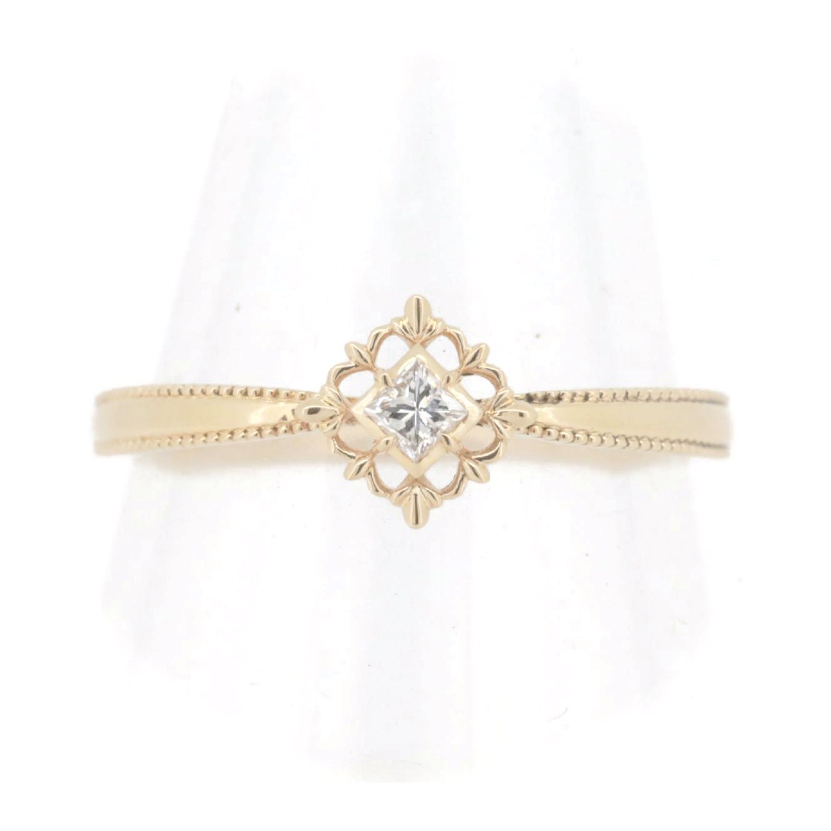 Agate Diamond Ring US Size 5 0.05ct 18K Yellow Gold