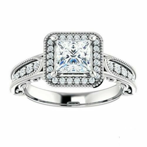 1.90Ct White Princess Cut CZ Engagement Wedding Ring In 925 Sterling Silver