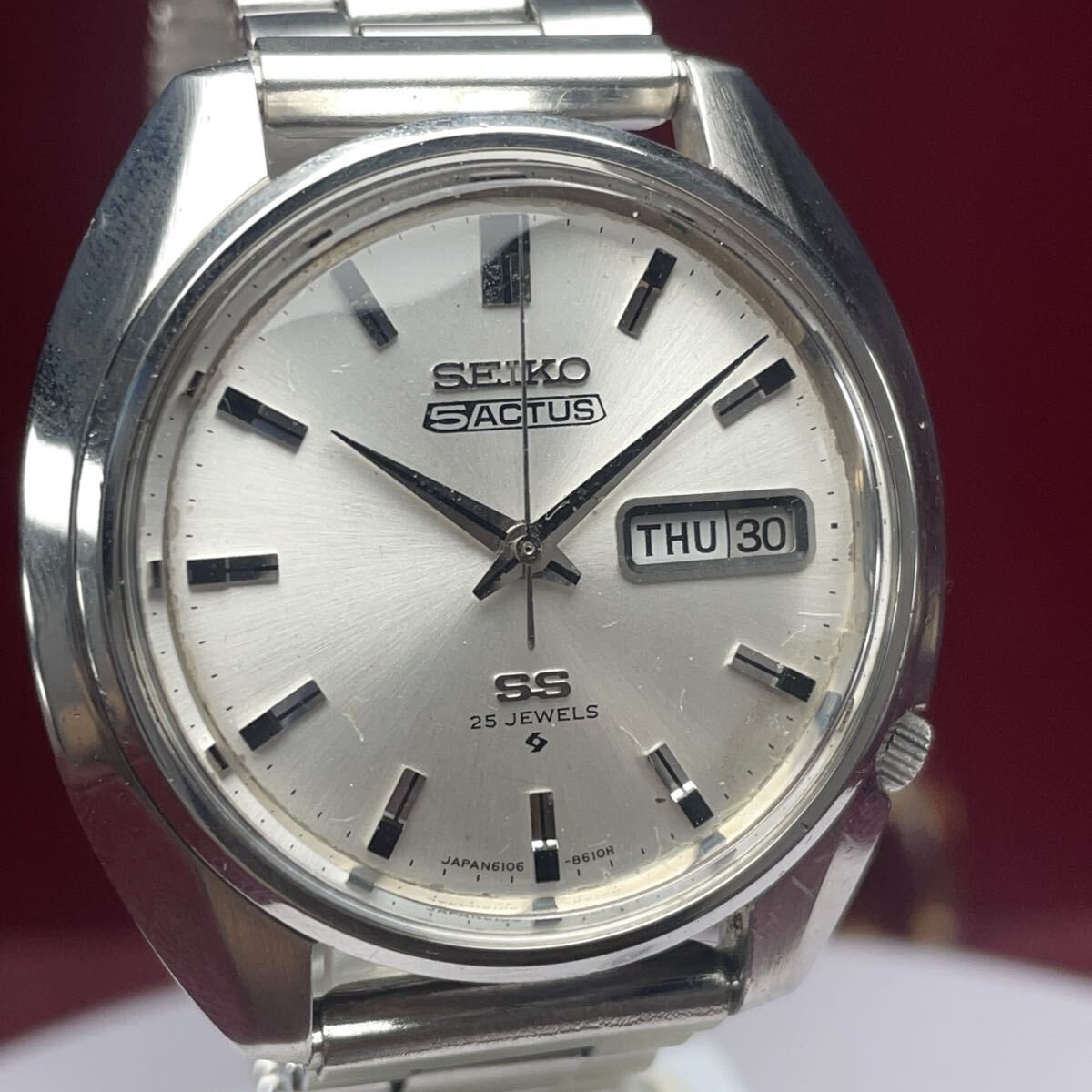 Vintage 1969 SEIKO 5 ACTUS SS 6106-8460 Automatic 25J Made in Japan Serviced