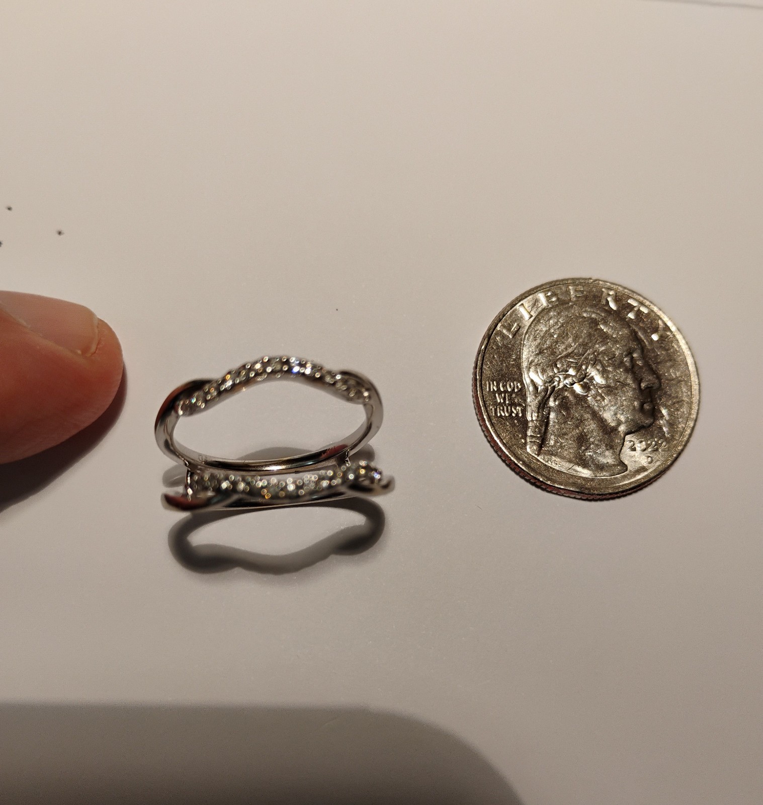 14K White Gold Diamond Enhancer Ring Guard Band… Size 7… 3.85 Grams
