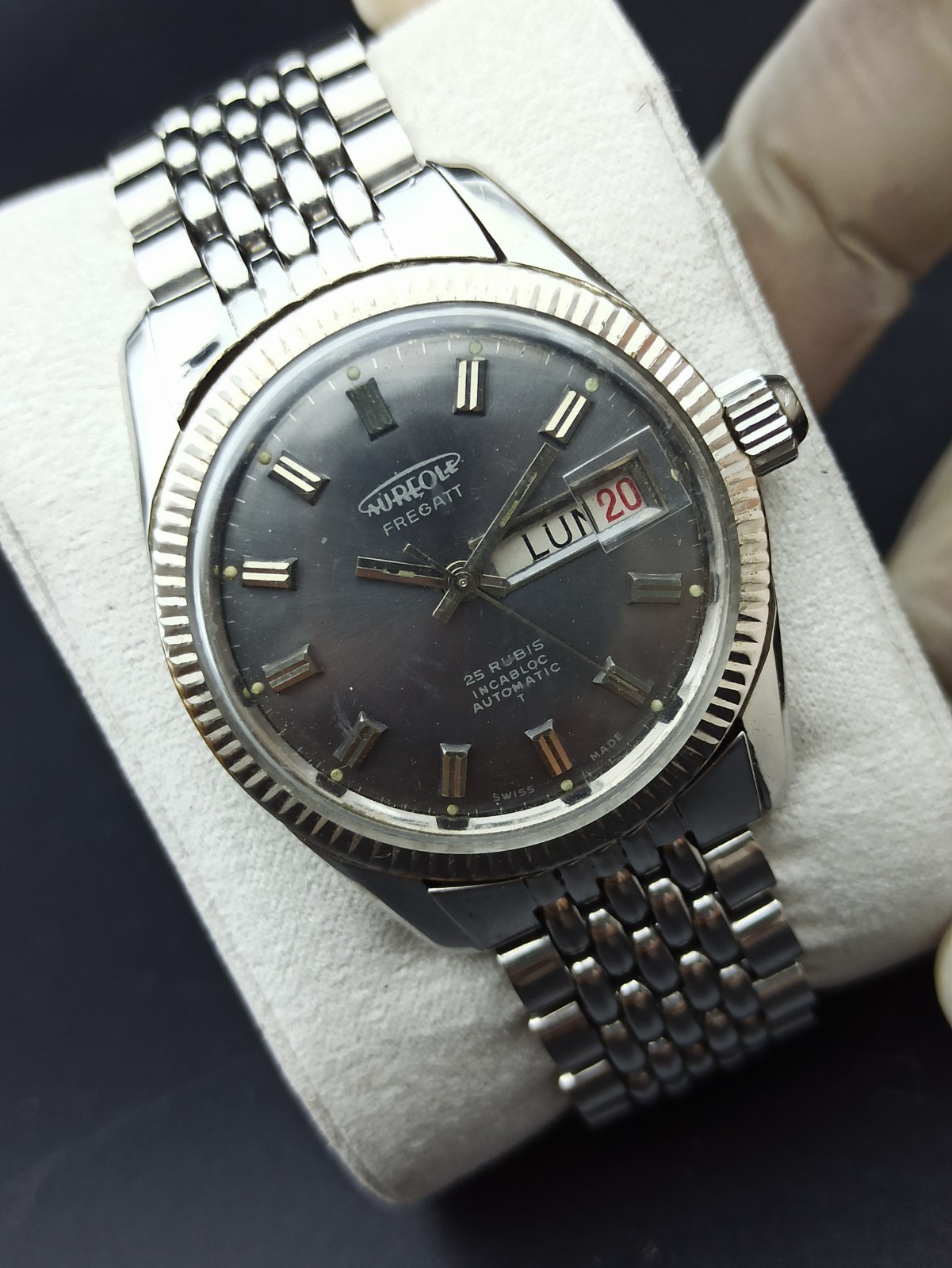 Ultra-Rare AUREOLE FREGATT Automatic Men Watch Automatic 25 Jewels Swiss 1970s