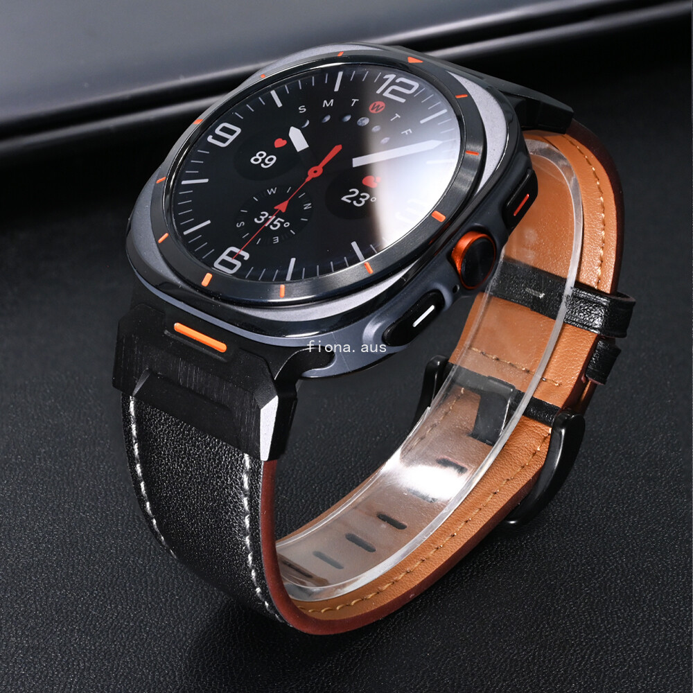 Rugged Leather Band Metal Connector Strap For Samsung Galaxy Watch Ultra 47/2025