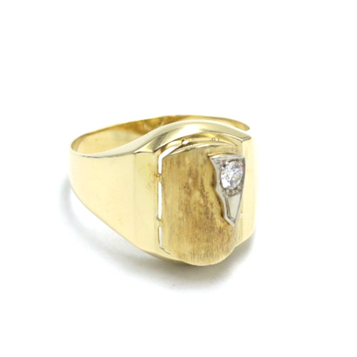 Vintage Men’s Ring Natural Diamond 0.27 Ct VVS2-G In 18K Solid Gold