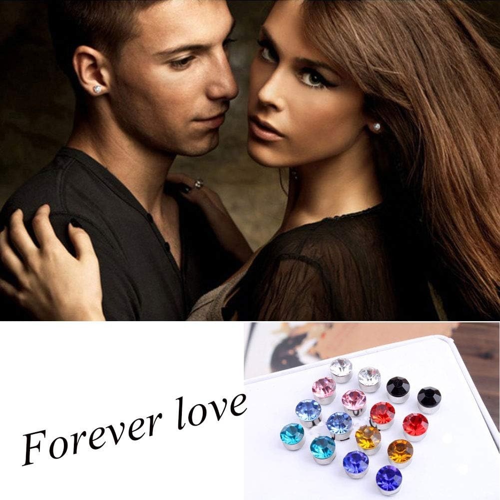 Gift-Ready 12 Pairs Crystal Magnetic Earrings – Non-Piercing Studs in 12 Colors