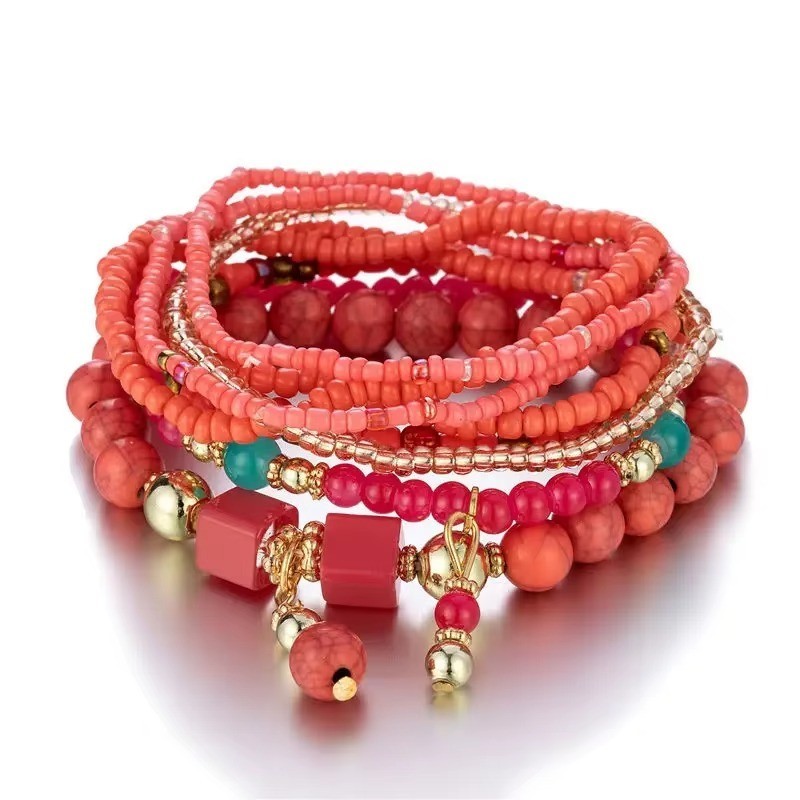 8PCS Boho Colorful Beaded Bracelet Set Handmade Stackable Bracelets Women