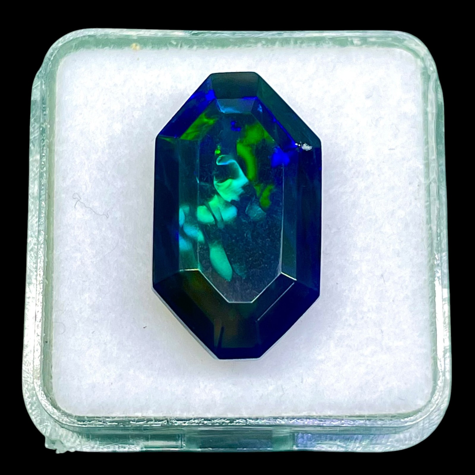 6.50 Cts Natural Ethiopian Black Opal 18x10mm Fancy Cut Multi Flash Gemstone