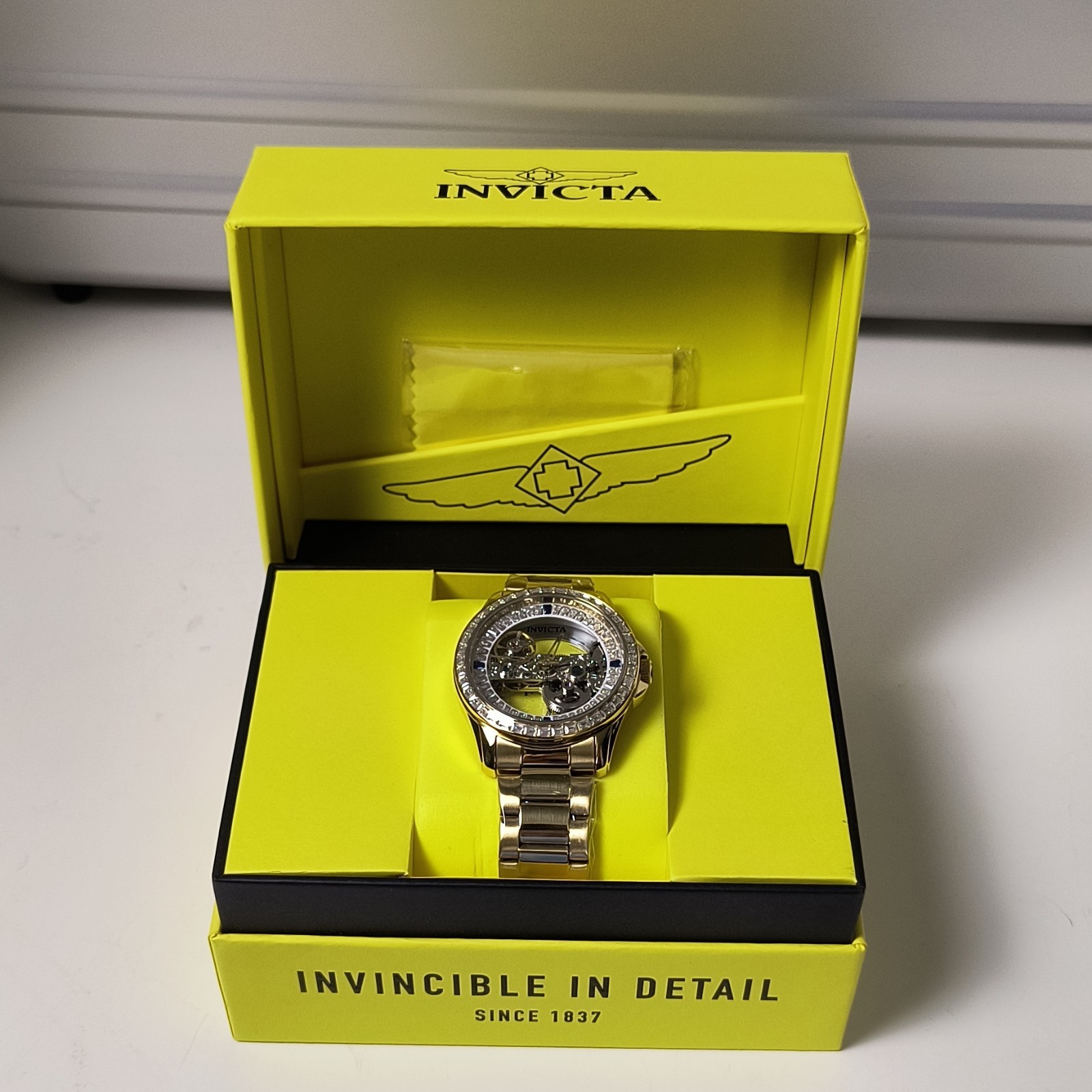 Invicta Men’s Automatic Objet D Art Idyll Gold With Crystal New With Box 43 Mm