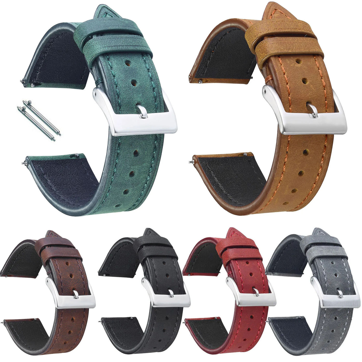Vintage Genuine Leather Strap 20mm 22mm Watch Band 18 19 21-24mm Retro Bracelet