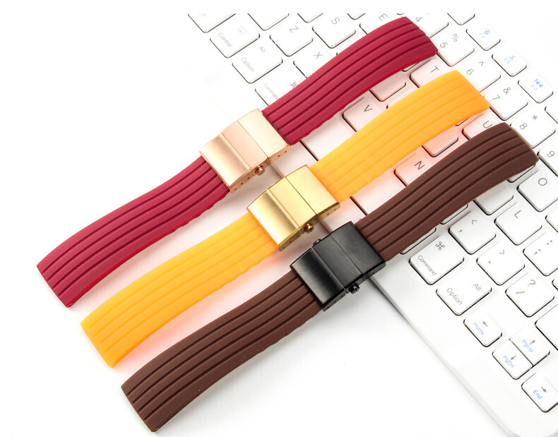 Premium Flat Stripe Silicone Watch Band Waterproof Rubber Strap 18 20 22 24mm