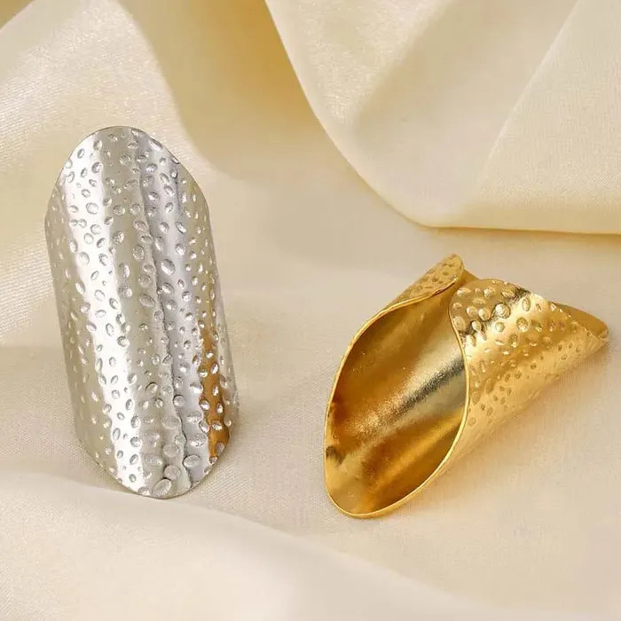 Stainless Steel Geometric Mood Tracker Ring for Women Gold Tone Jewelry