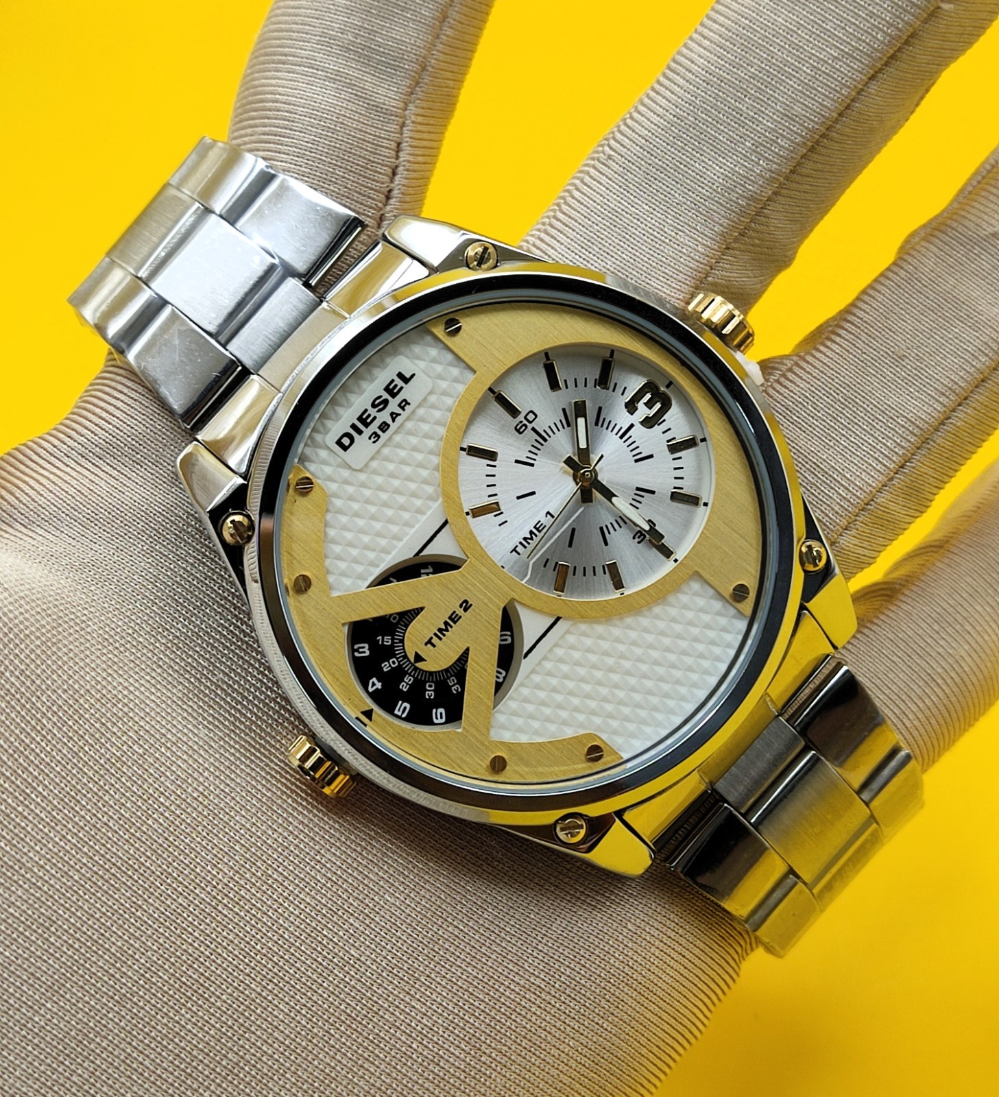 #Refurbished Diesel Only The Brave 3 Bar Dual Time Analog Men’s Wrist Watch