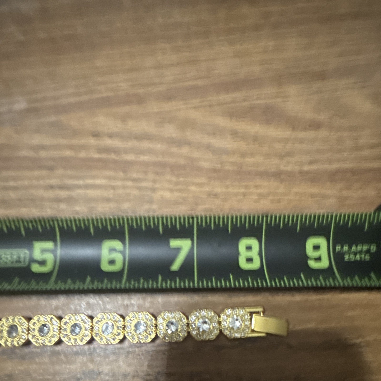 Gold Tone Clear Crystal Halo Tennis Bracelet with Box Clasp Closure