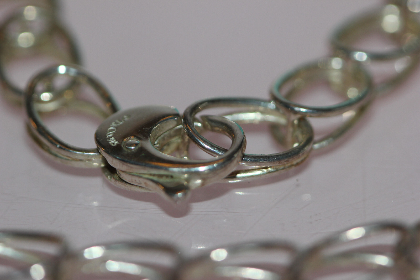 Authentic Tiffany & Co. Double Oval Link Necklace 16in Stering Silver 925 Italy