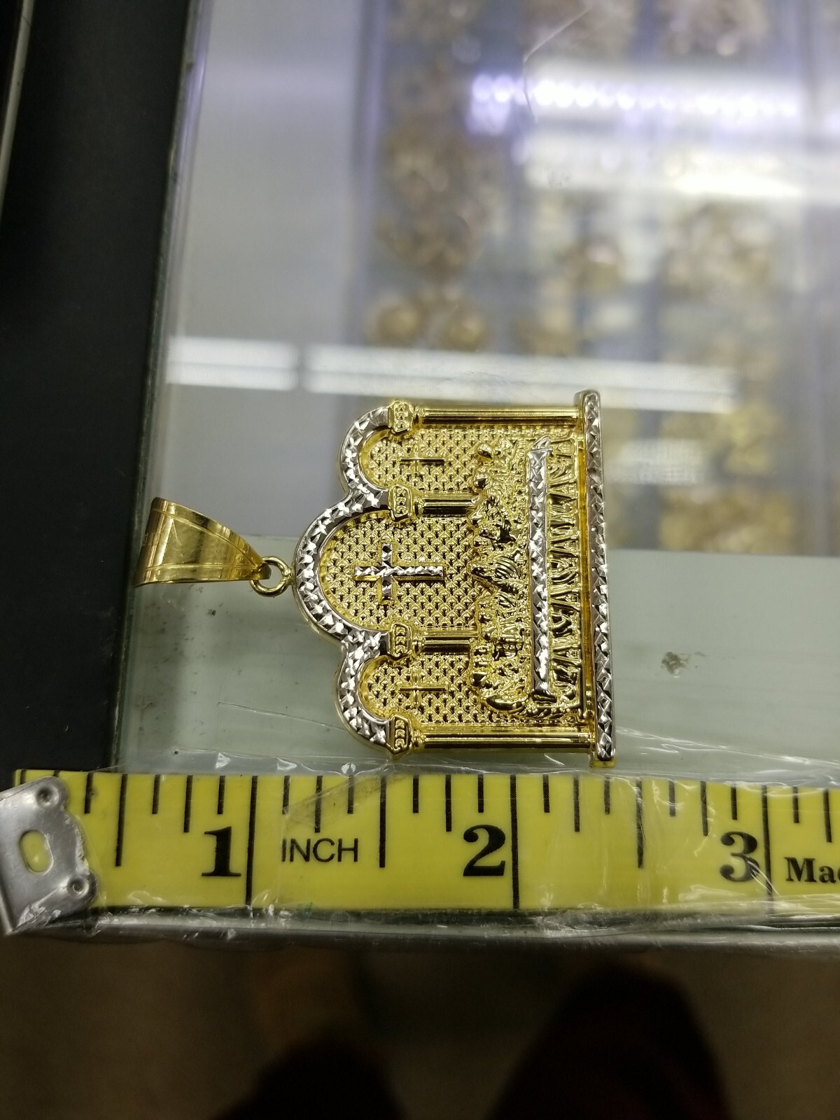 10KT Gold Last supper 2Tone pendant 4mm Bail 100% genuine Gold, New 7.0 grm